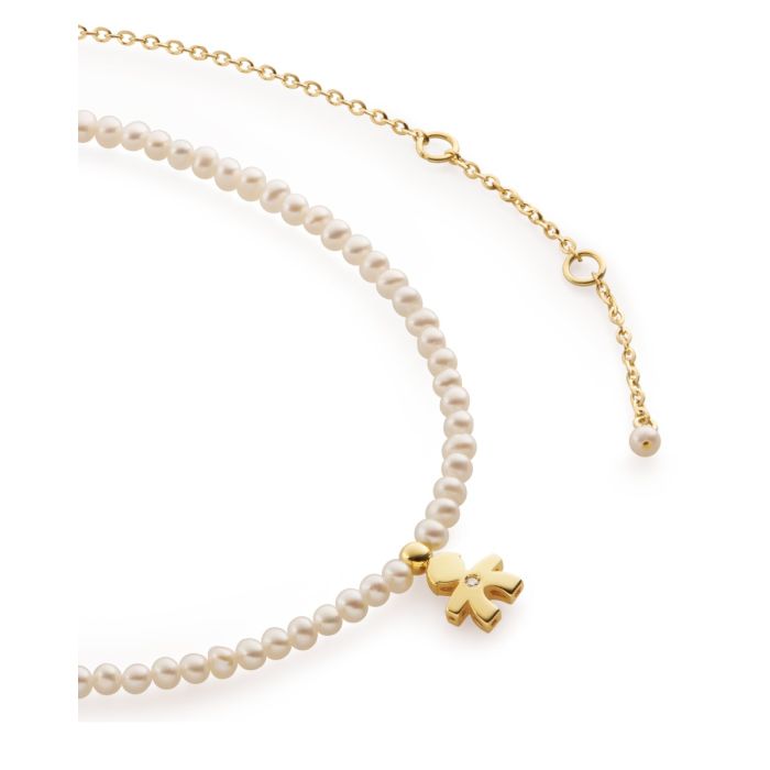 LE PERLE - CHILD'S NECKLACE IN YELLOW GOLD, PEARLS AND DIAMOND - LBB820