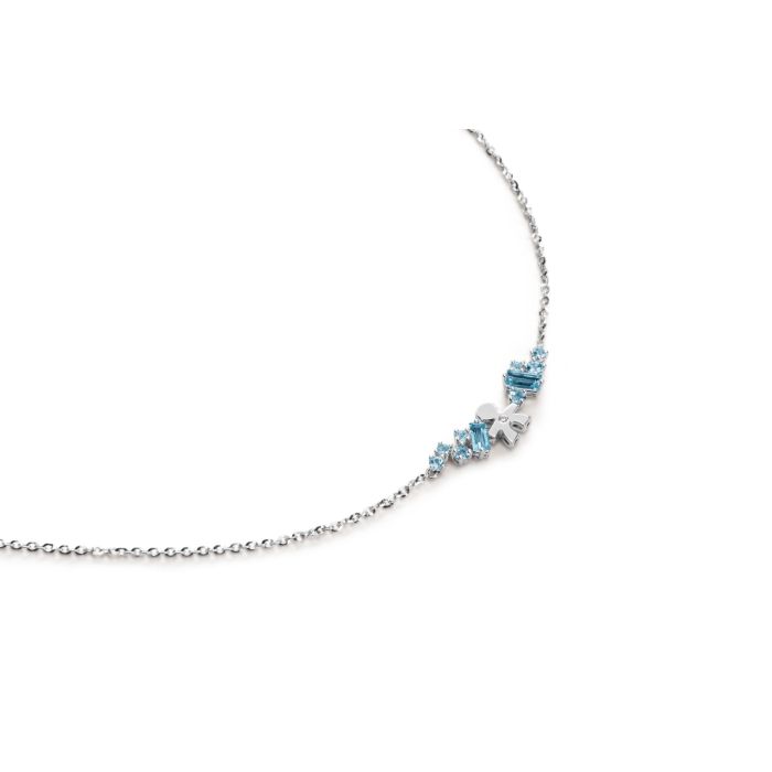 LES BONBONS NECKLACE WITH CHILD SHAPE, IN WHITE GOLD WITH TOPAZ, AQUAMARINES AND DIAMOND - LBB854