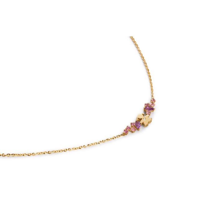 LES BONBONS NECKLACE WITH GIRL SHAPE, IN YELLOW GOLD WITH AMETHYSTS, TOURMALINES AND DIAMOND - LBB855