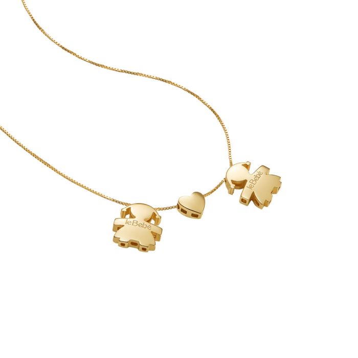Collana Le Bebè I Tesorini con sagoma bimba, cuore e bimba in oro giallo 18kt - LBB918/FF