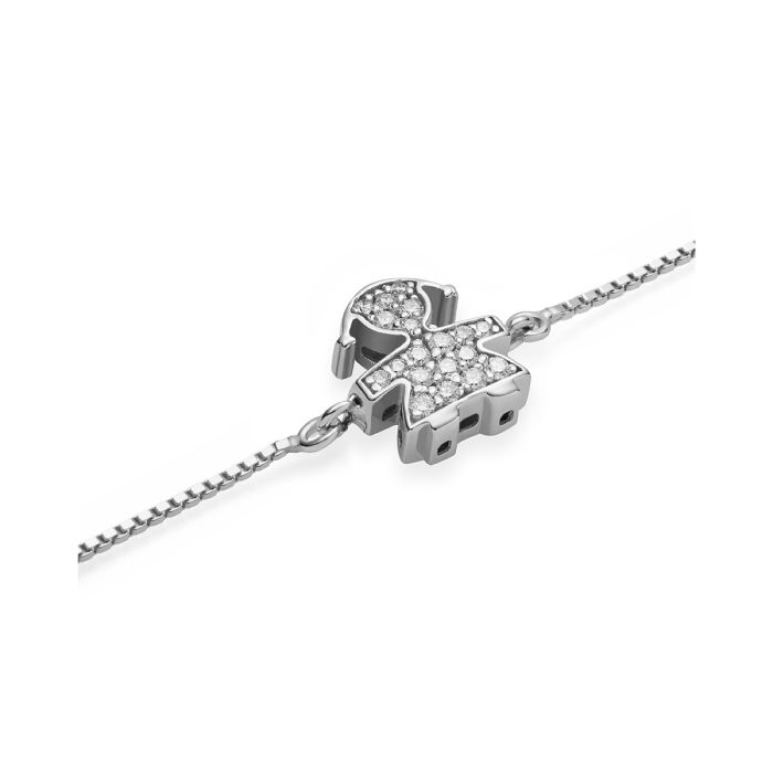 BRACCIALE LE BEBè  I Tesorini con sagoma bimba in oro bianco 18KT e diamanti - LBB953