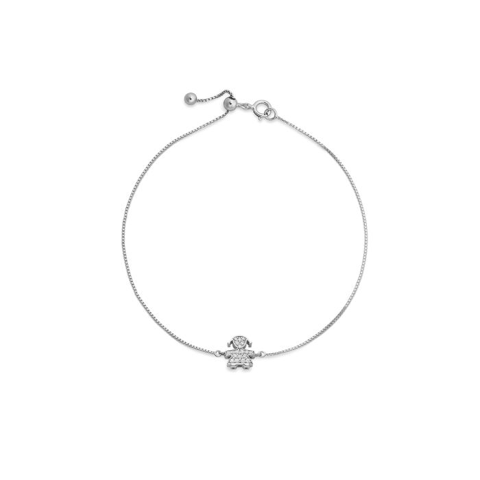 BRACCIALE LE BEBè  I Tesorini con sagoma bimba in oro bianco 18KT e diamanti - LBB953