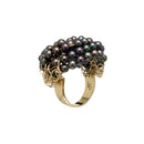 Anello LUCEDEIMIEIOCCHI, in argento dorato e perle nere, Collezione Lulù - LDMO 473