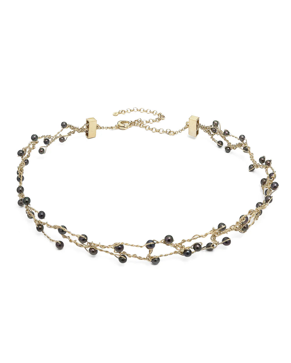 Collana choker LUCEDEIMIEIOCCHI, in argento dorato e perle nere, Collezione Lulù - LDMO 475