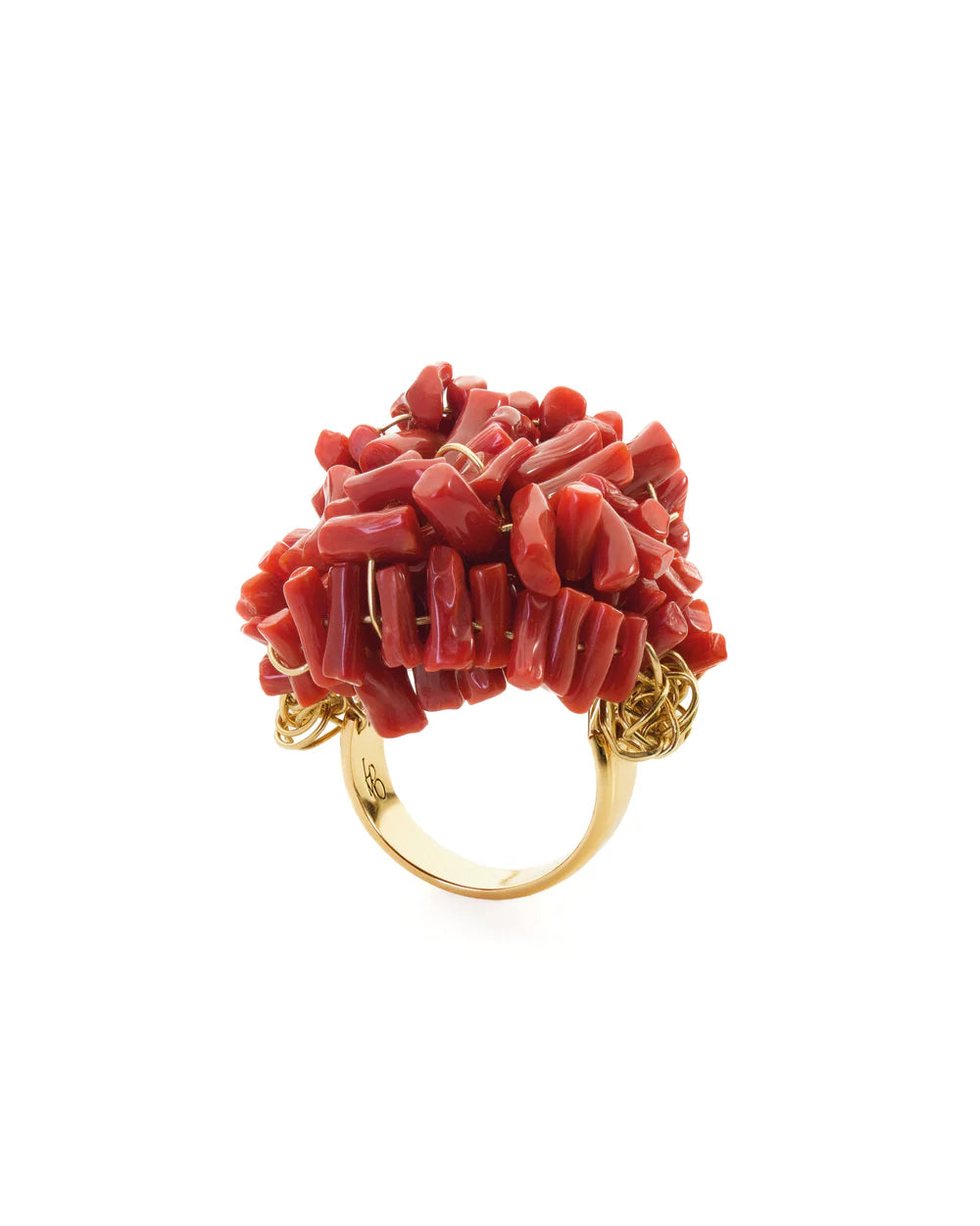 LUCEDEIMIEIOCCHI Anello Alta Marea in argento dorato e corallo rosso - LDMO 761 AN
