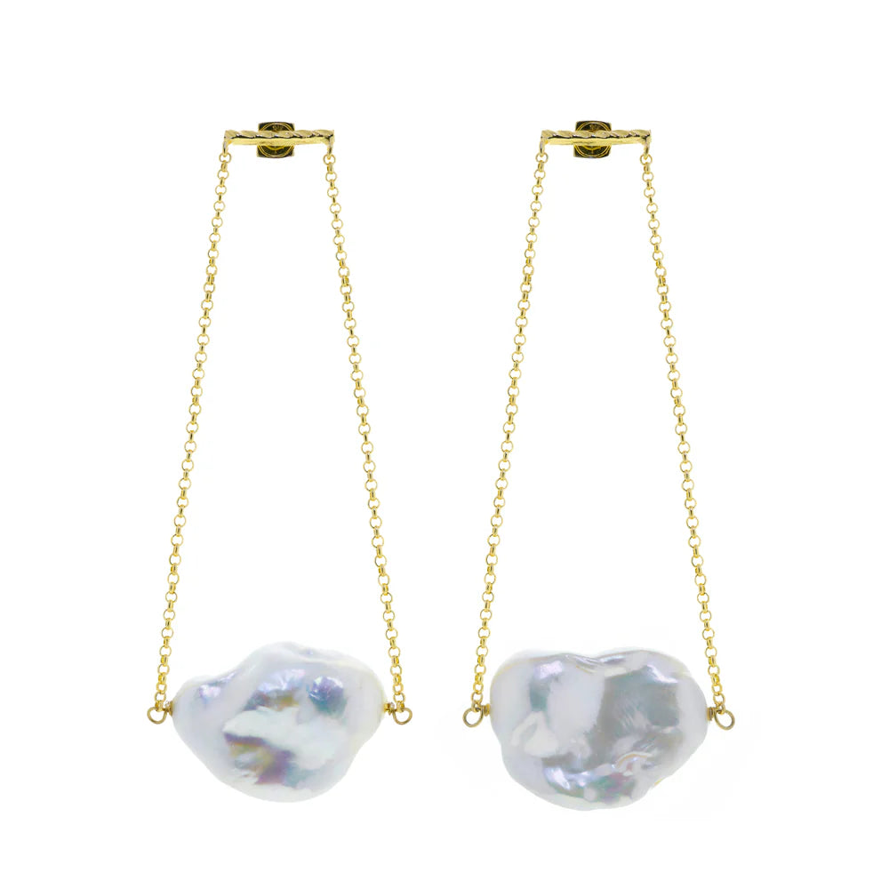 Orecchini LUCEDEIMIEIOCCHI, in argento dorato e perle scaramazze grigie, Collezione Lola Bold - LDMO 767-grey