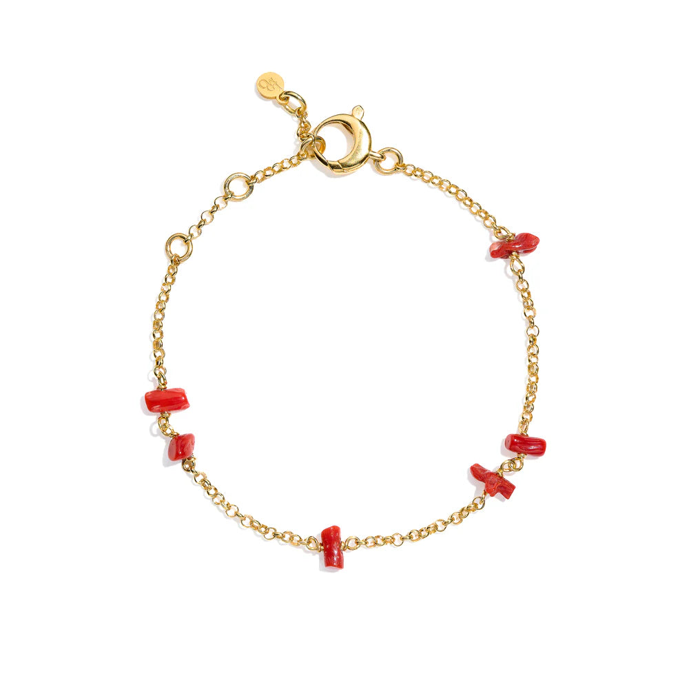 LUCEDEIMIEIOCCHI Cavigliera Frufru in argento dorato e corallo rosso - LDMO 810 CAV