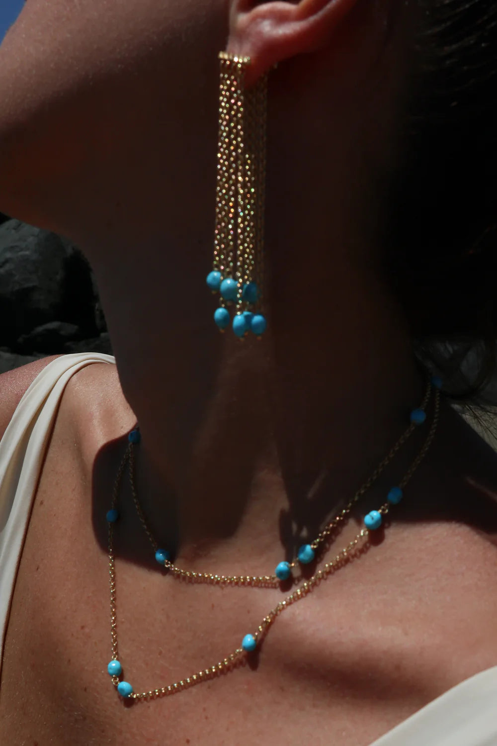 LUCEDEIMIEIOCCHI Collana Frufru in argento dorato e turchese - LDMO 817 COL