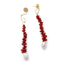 LUCEDEIMIEIOCCHI Orecchini pendenti Pluff in argento dorato e corallo rosso - LDMO 839 OR