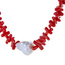 LUCEDEIMIEIOCCHI Collana Pluff in argento dorato, perla scaramazza e corallo rosso - LDMO 840 COL