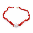 LUCEDEIMIEIOCCHI Collana Pluff in argento dorato, perla scaramazza e corallo rosso - LDMO 840 COL