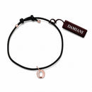 bracciale Damiani "My First" con cordino in caucciù e ciondolo lettera O in oro rosa 9kt e diamanti - DMBR0002B-O