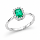 Anello Miluna con smeraldo ottagonale e diamanti in oro bianco 18kt - LID3675
