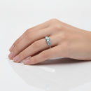 Anello Miluna a scalare con Gemma del Cielo e diamanti in oro bianco 375 - LID3747X