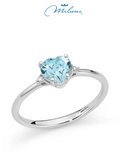 Anello Miluna con Gemma del Cielo a cuore e diamanti in oro bianco 375 - LID3748X