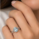 Anello Miluna con acquamarina ovale e doppio motivo di diamanti in oro bianco 18kt - LID3921