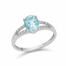 Anello Miluna con acquamarina ovale e doppio motivo di diamanti in oro bianco 18kt - LID3921
