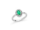 Anello Miluna con Smeraldo e giro di diamanti, taglio ovale, in oro bianco 18kt - LID3942