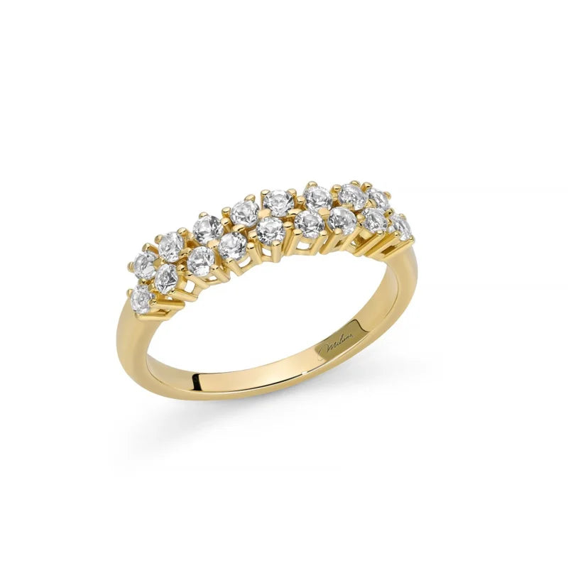 Anello Miluna, collezione Unica Neve Limited Edition, con topazi bianchi in argento dorato - LID3958G