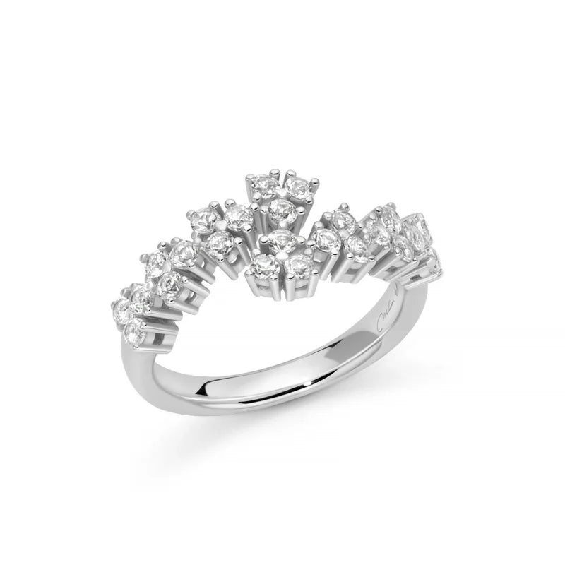 Anello Miluna, collezione Unica Neve Limited Edition, contrarié con topazi bianchi e argento - LID4092