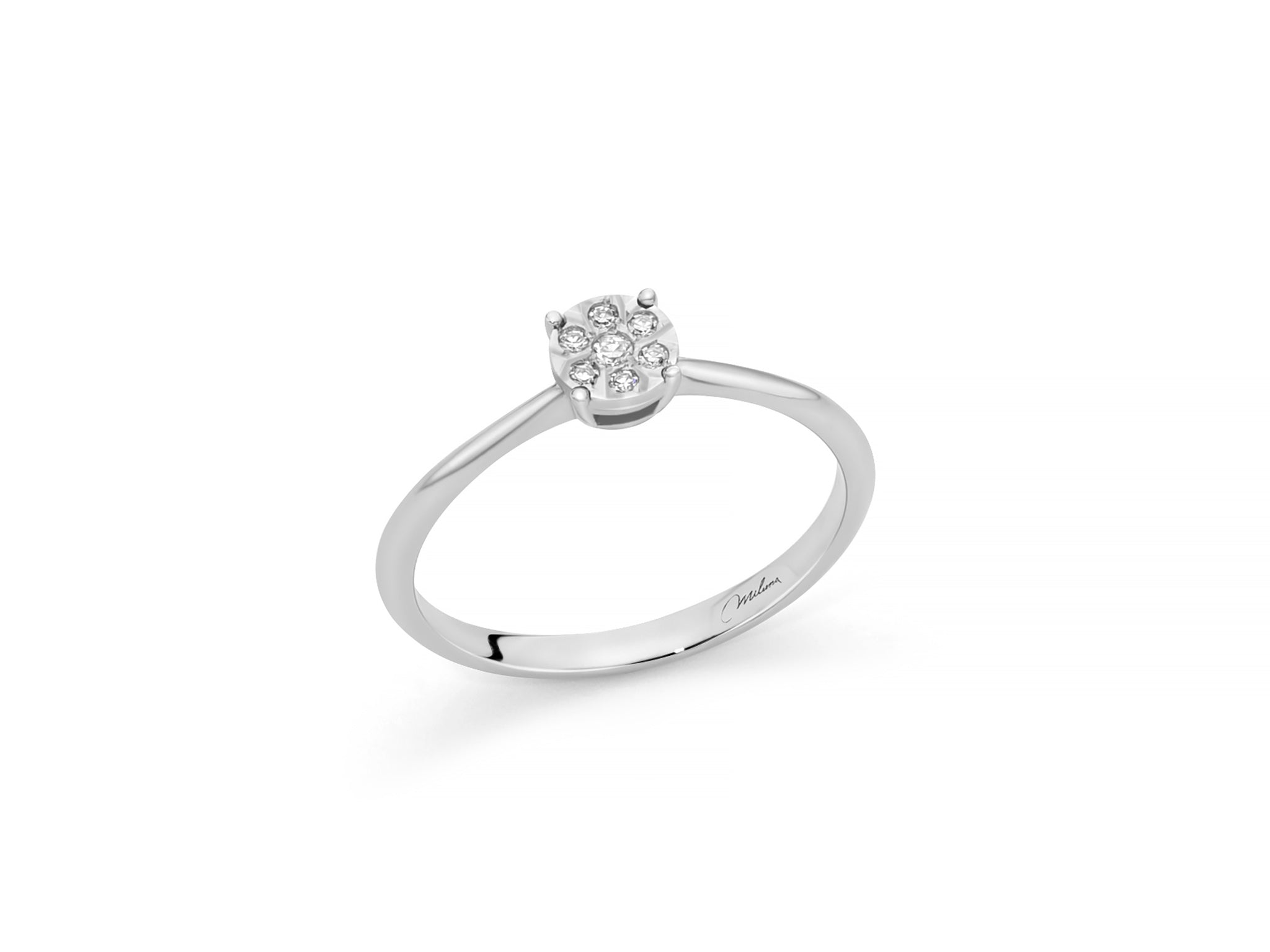Anello Solitario Miluna Oro Bianco 18KT con 7 Diamanti Naturali - LID4206