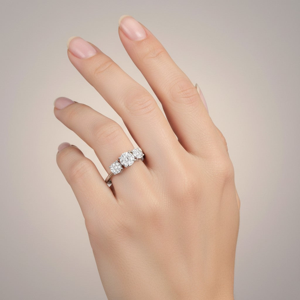 Anello trilogy Miluna in oro bianco 18kt e diamanti - LID4208