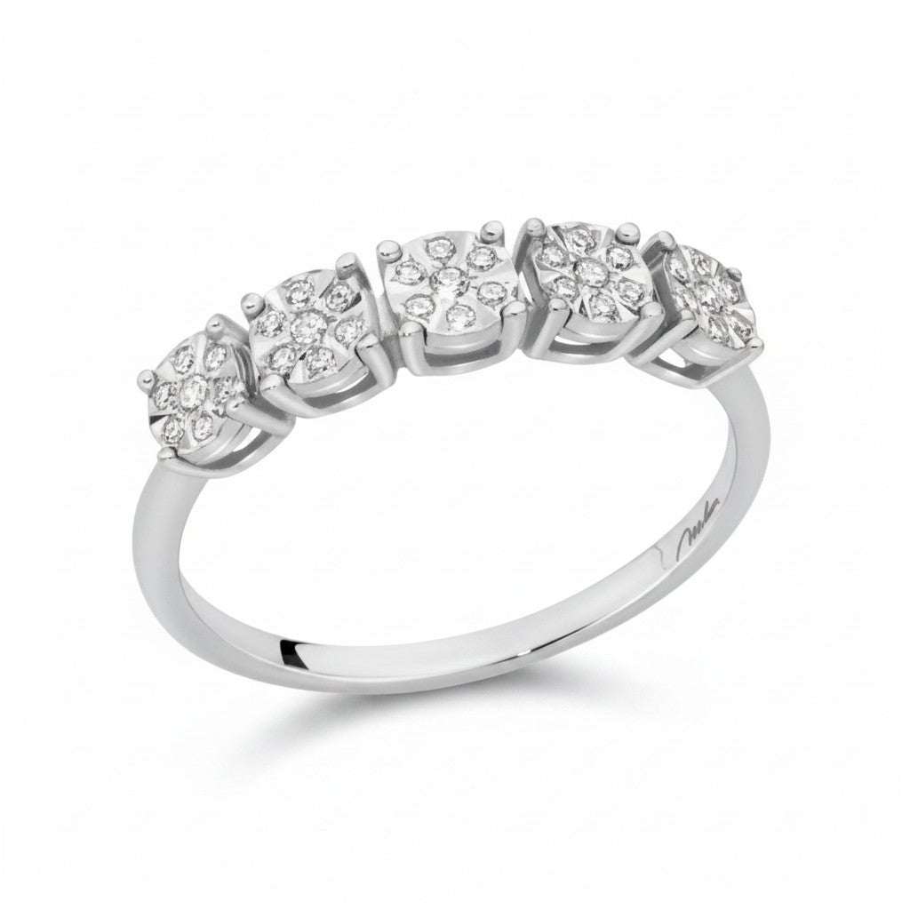 Veretta miluna in oro bianco 18kt e 5 diamanti - LID4210