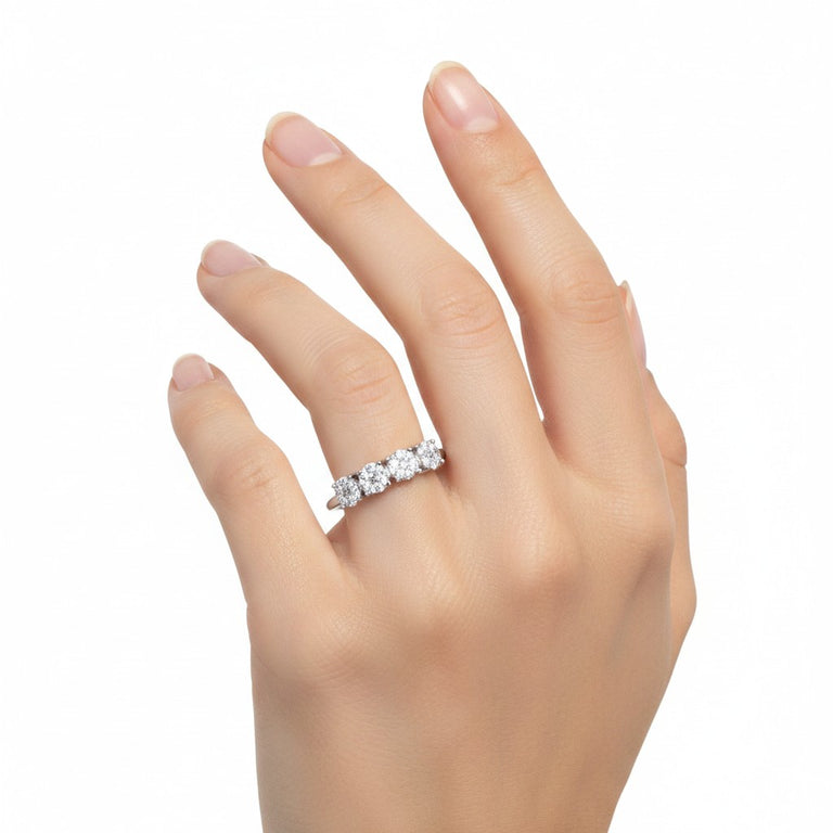 Veretta miluna in oro bianco 18kt e 5 diamanti - LID4210