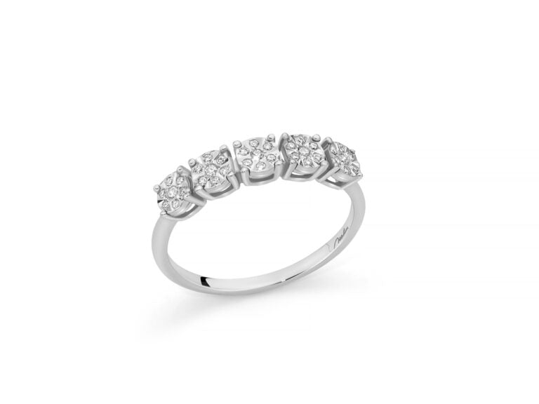 Veretta miluna in oro bianco 18kt e 5 diamanti - LID4210