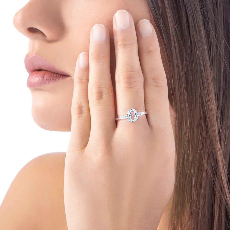 Anello roberto giannotti con Angeli in Oro 9kt, Diamanti e Acquamarina - LUXAM03