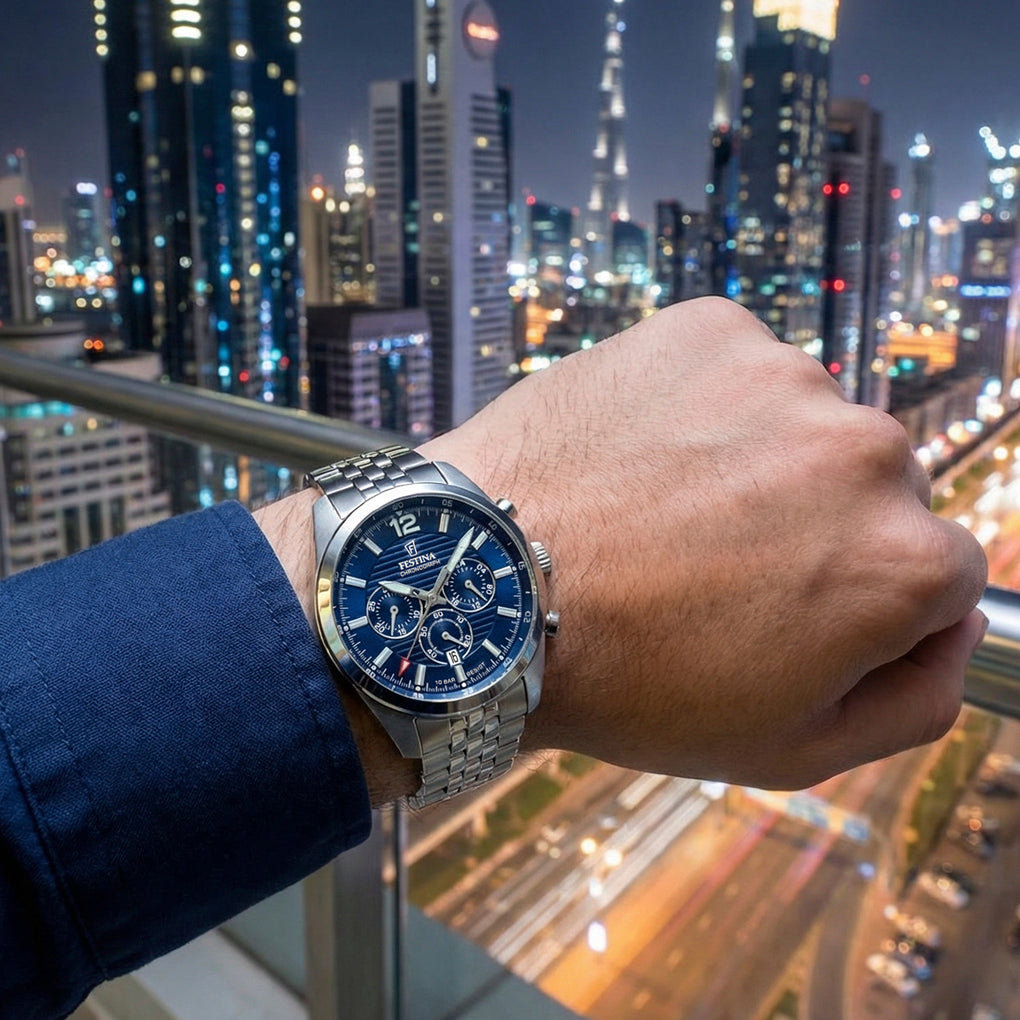 Orologio da uomo Festina Timeless Chronograph, quarzo quadrante azzurro, 44mm - F20742/1