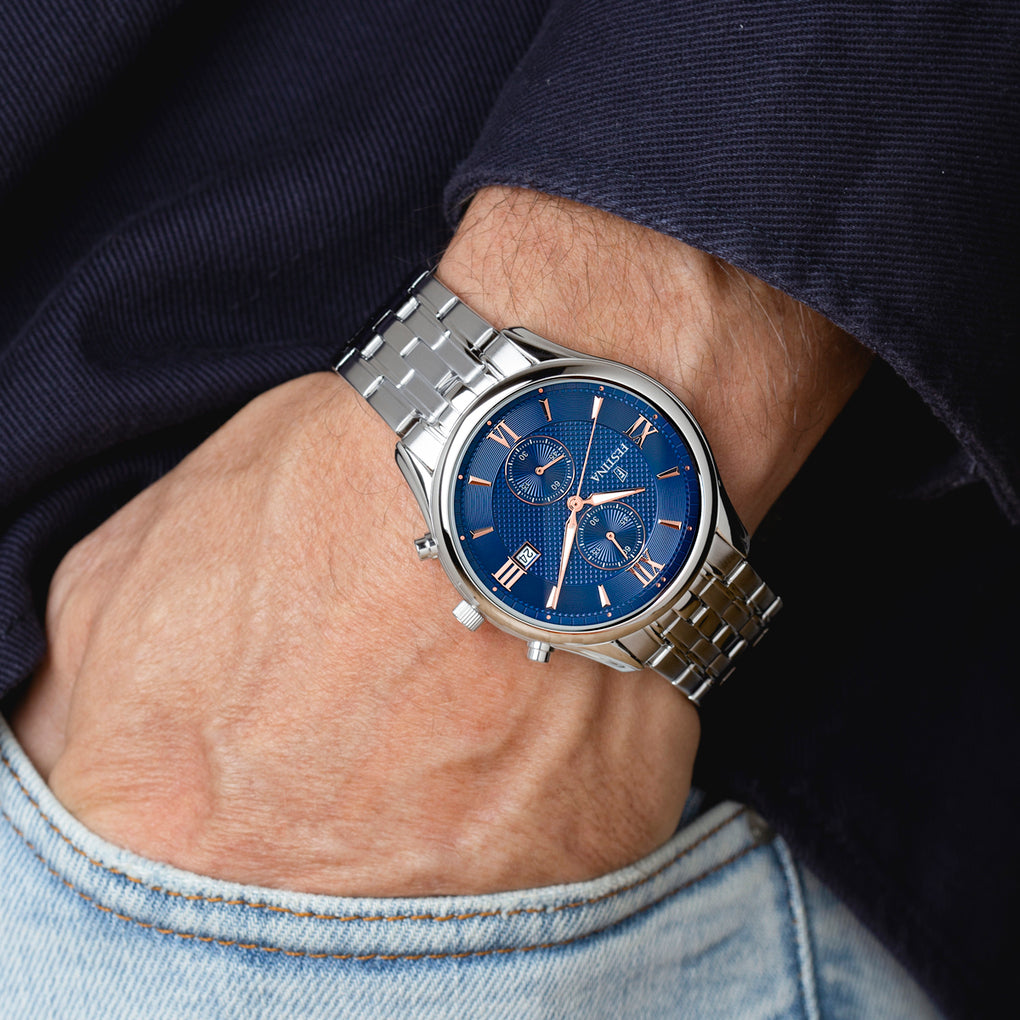 Orologio da uomo Festina Timeless Chronograph, quarzo quadrante azzurro, 42mm - F6854/6