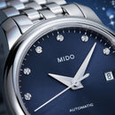Orologio Mido Baroncelli Lady Twenty Five, automatico, indici di diamanti e quadrante blu, 25MM - M0390071104600
