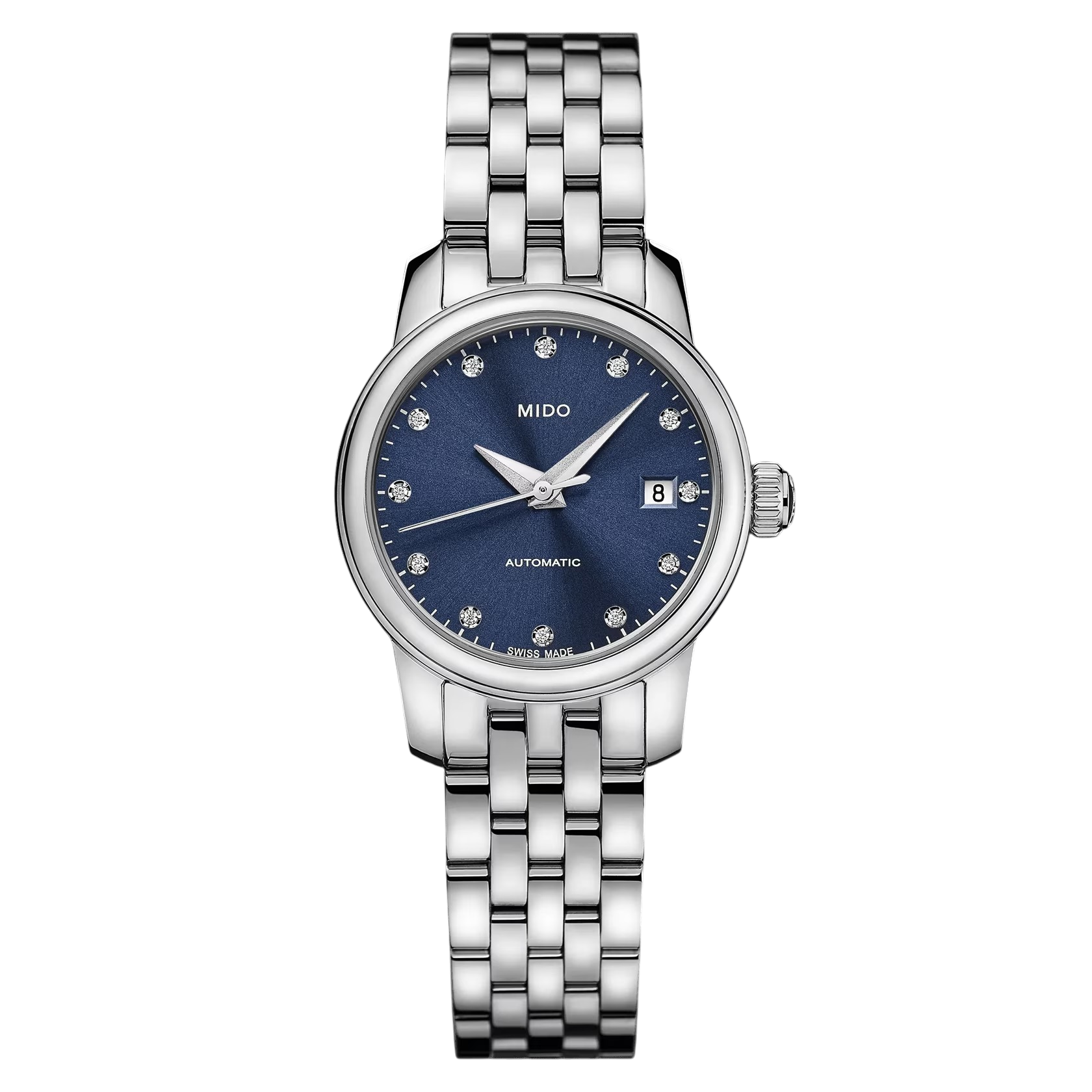 Orologio Mido Baroncelli Lady Twenty Five, automatico, indici di diamanti e quadrante blu, 25MM - M0390071104600