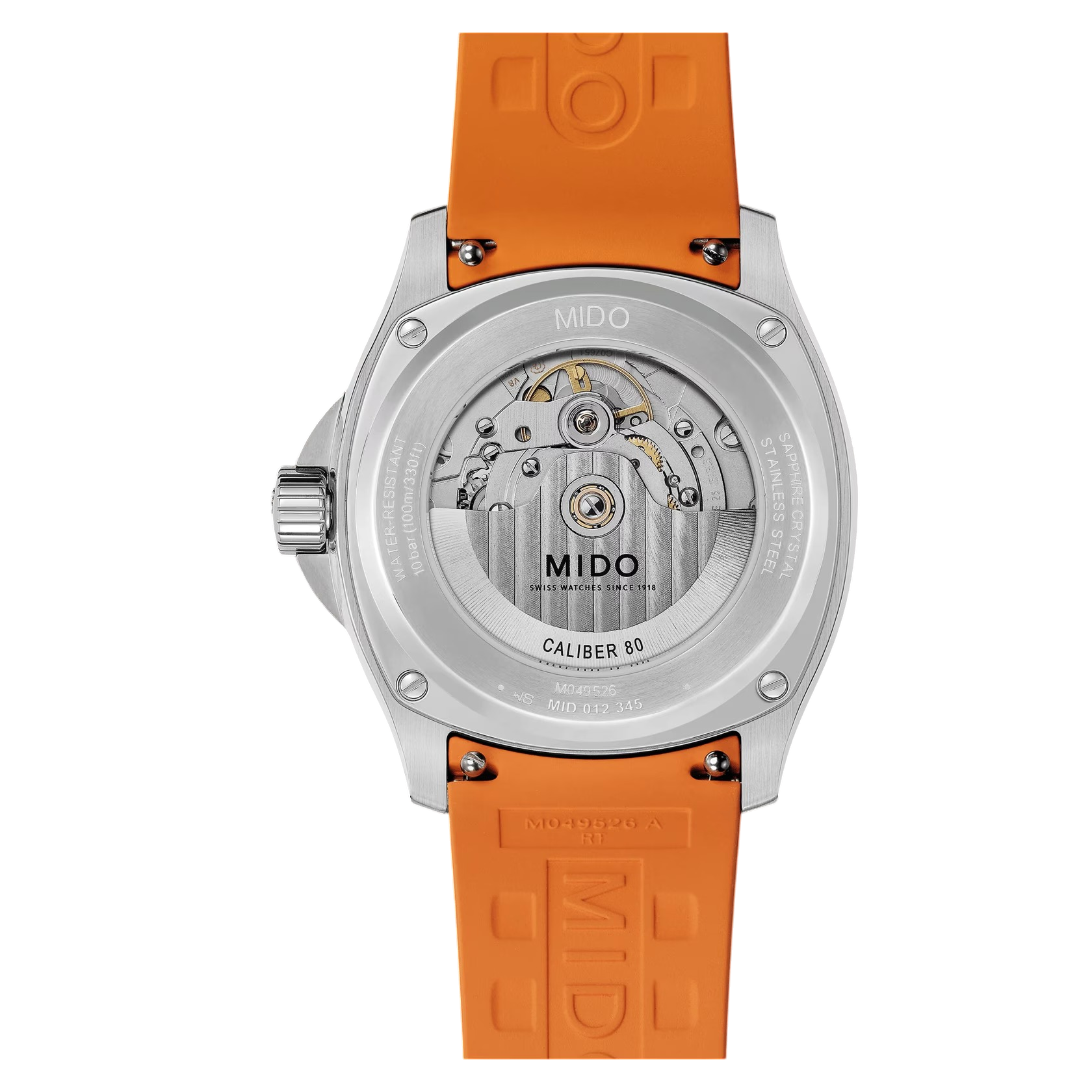 Orologio Mido Multifort TV Big Date, automatico cinturino caucciù arancione e quadrante grigio, 40mm - M0495261708100