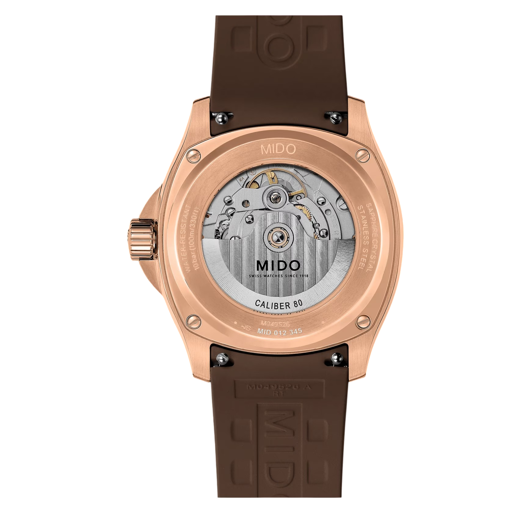 Orologio Mido Multifort 8 One Crown, automatico cinturino caucciù e quadrante marrone, 40mm - M0495263729100
