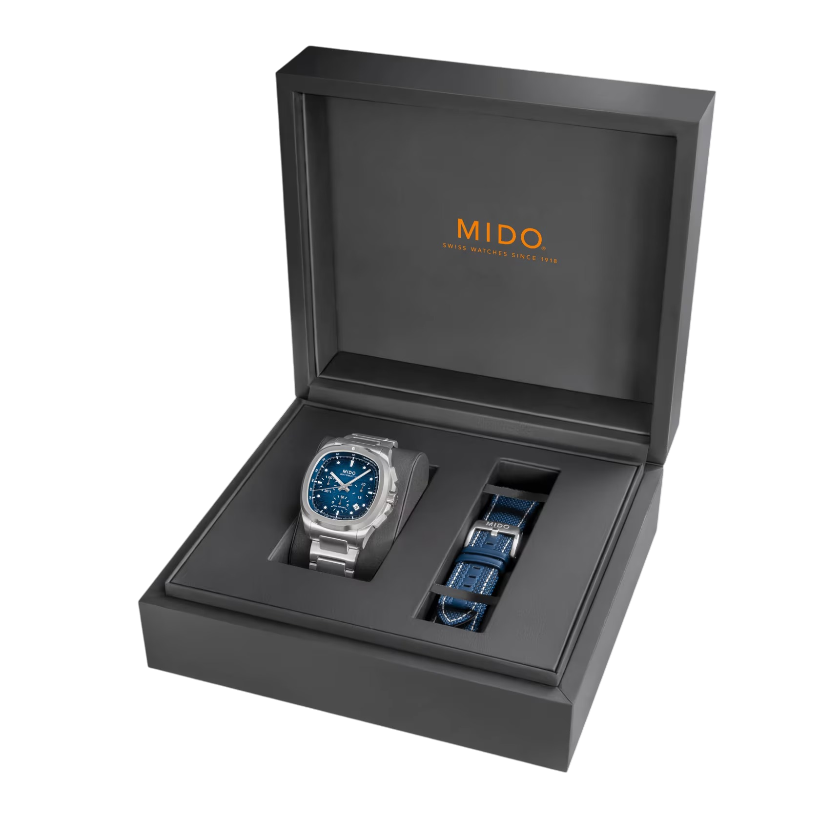 Orologio Mido TV Chronograph, automatico quadrante blu e cinturino extra, 42mm - M0495271104100