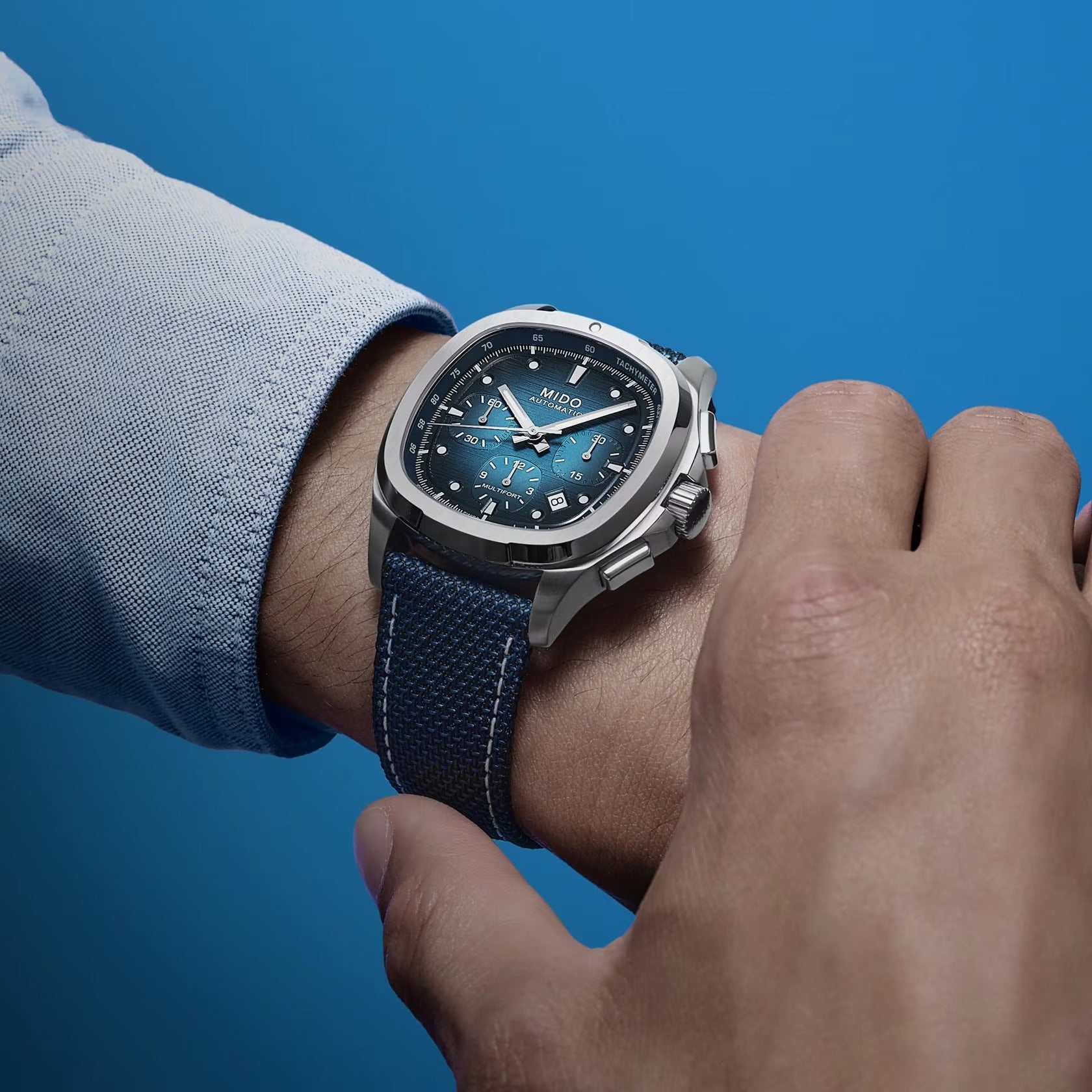 Orologio Mido TV Chronograph, automatico quadrante blu e cinturino extra, 42mm - M0495271104100