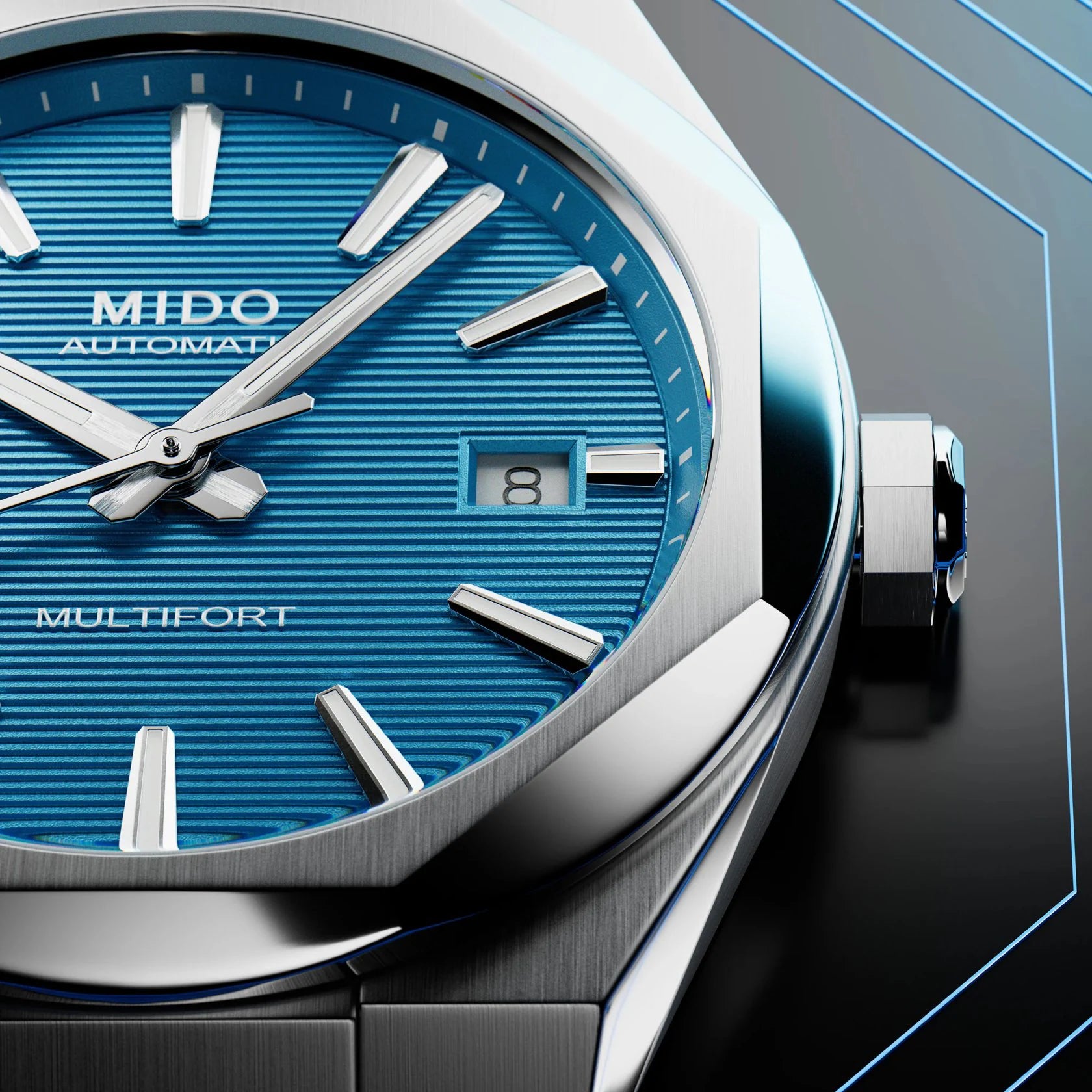 Orologio Mido Multifort 8 One Crown, automatico quadrante turchese, 40MM - M0555071104100