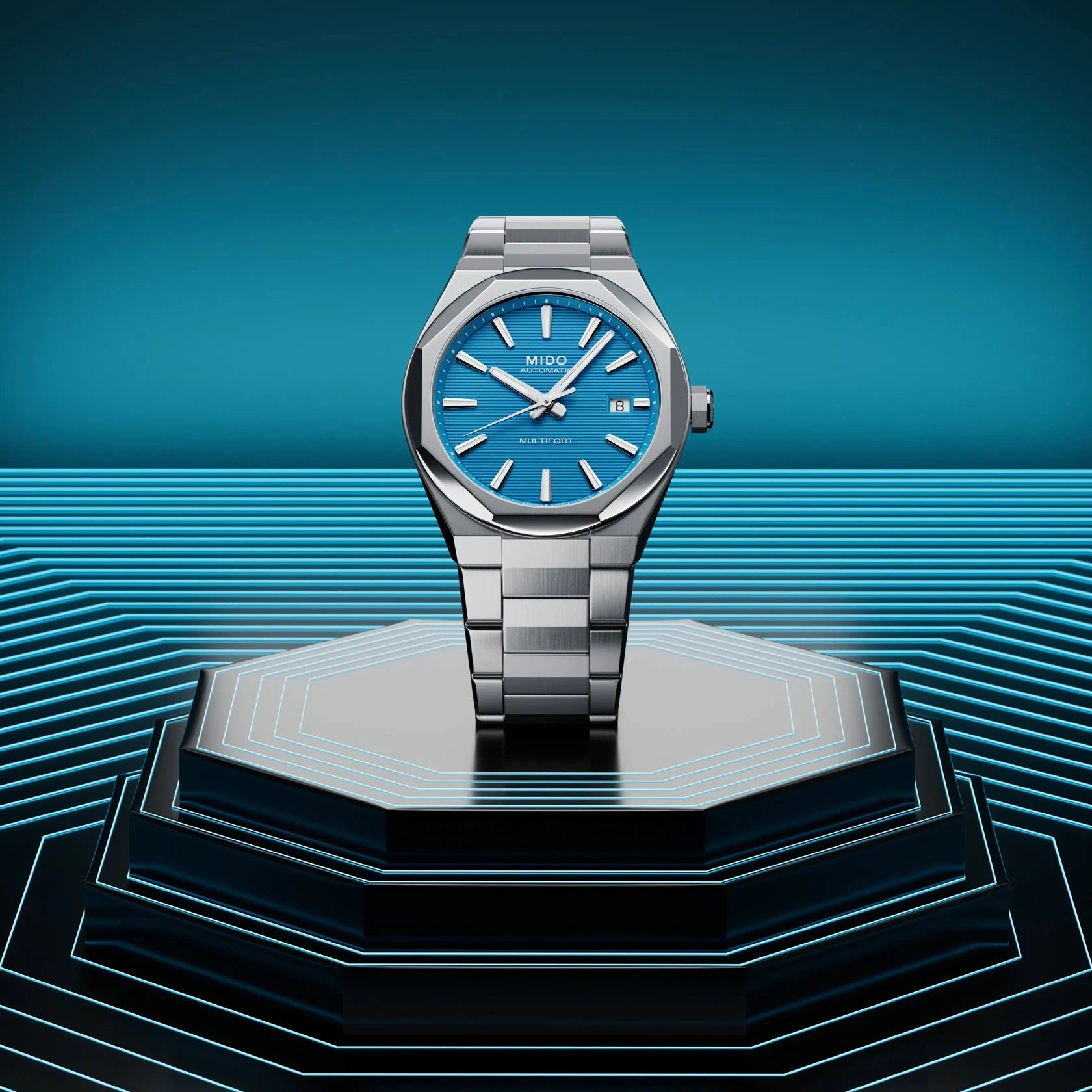 Orologio Mido Multifort 8 One Crown, automatico quadrante turchese, 40MM - M0555071104100