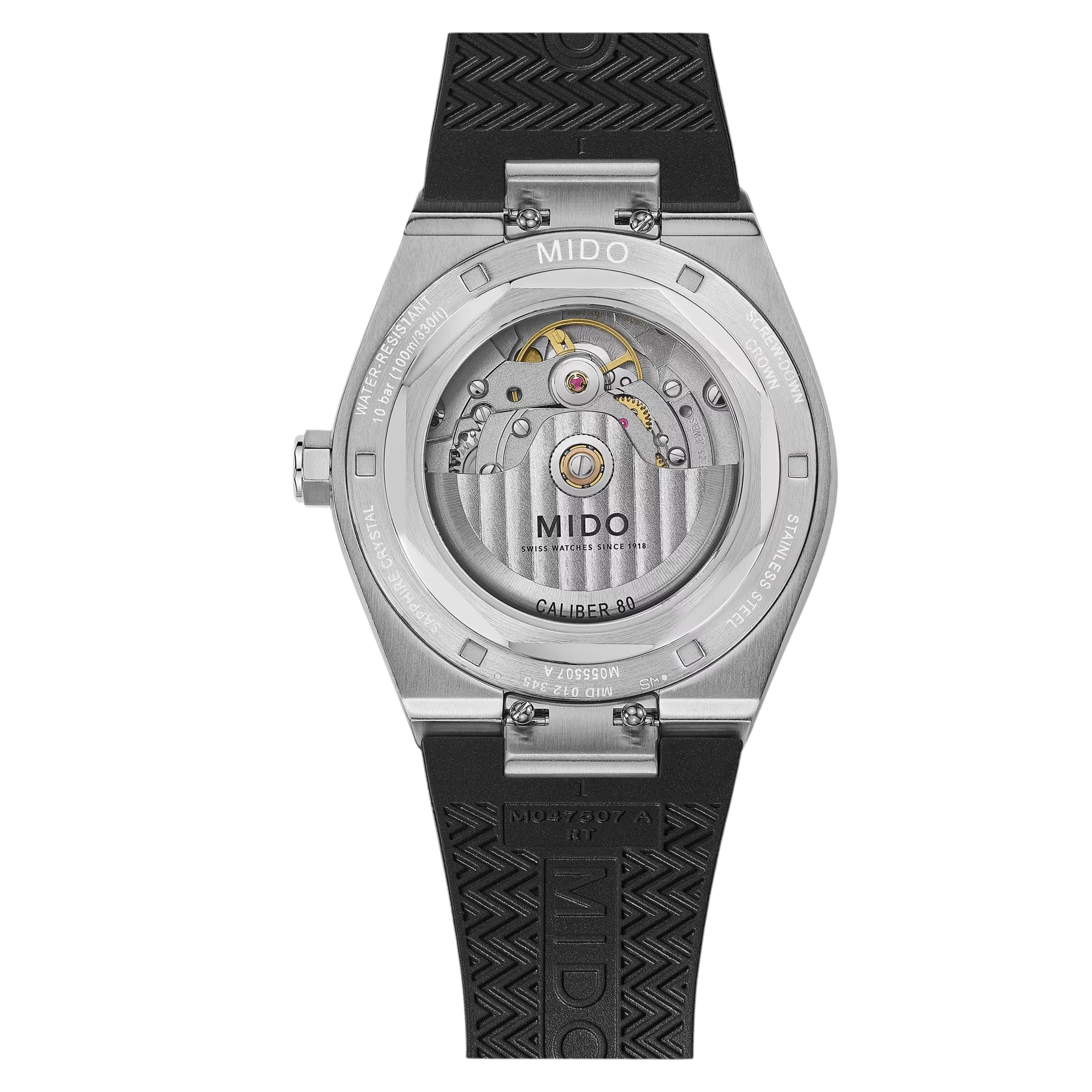 Orologio Mido Multifort 8 One Crown, automatico cinturino caucciù e quadrante nero, 40mm - M0555071705100