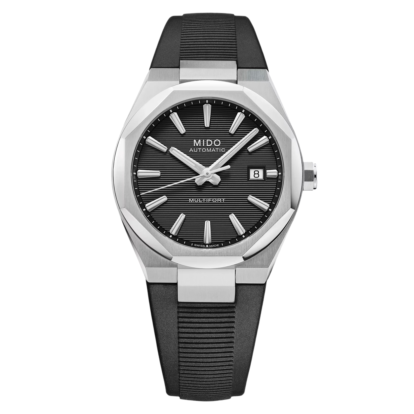 Orologio Mido Multifort 8 One Crown, automatico cinturino caucciù e quadrante nero, 40mm - M0555071705100