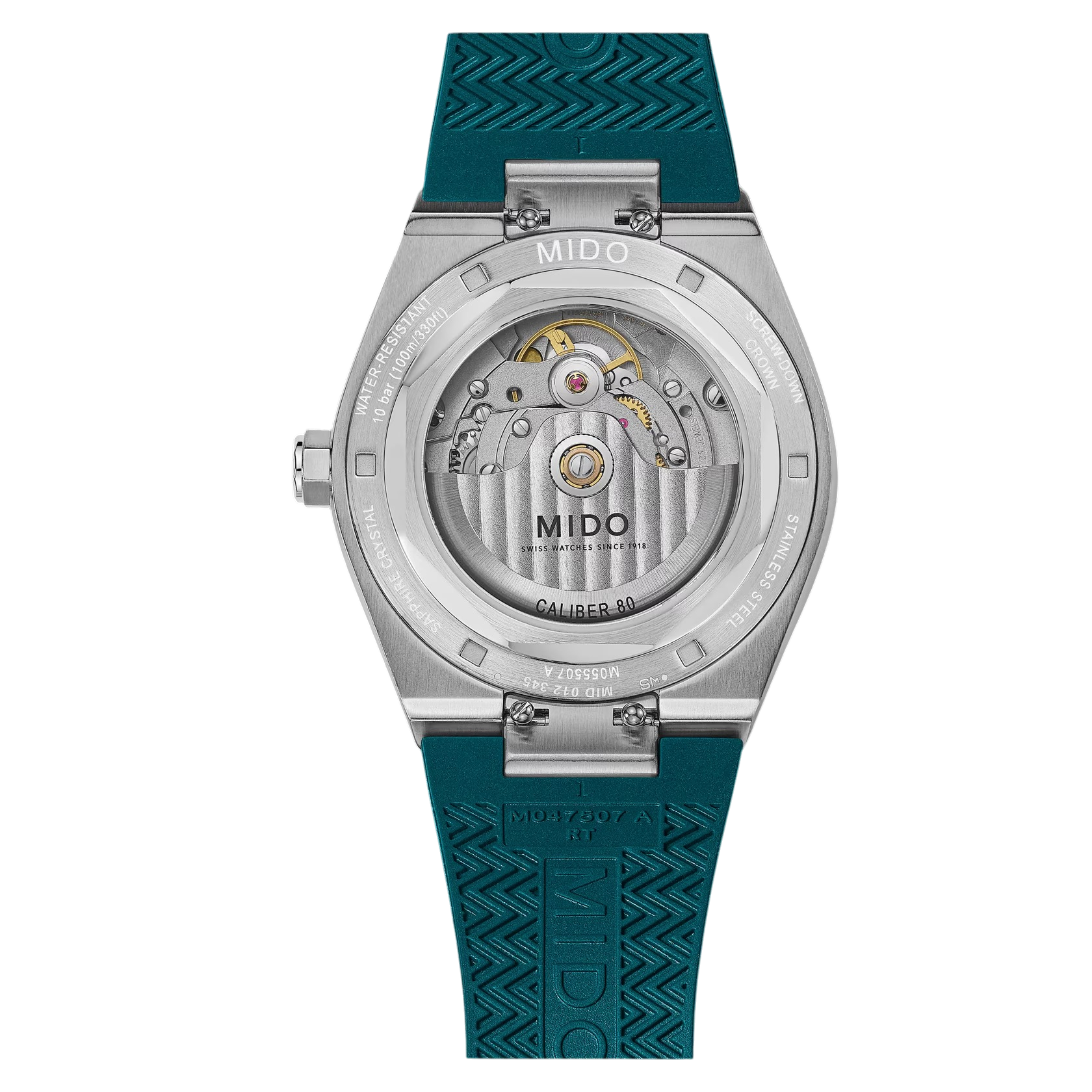 Orologio Mido Multifort 8 One Crown, automatico cinturino caucciù e quadrante verde, 40mm - M0555071709100