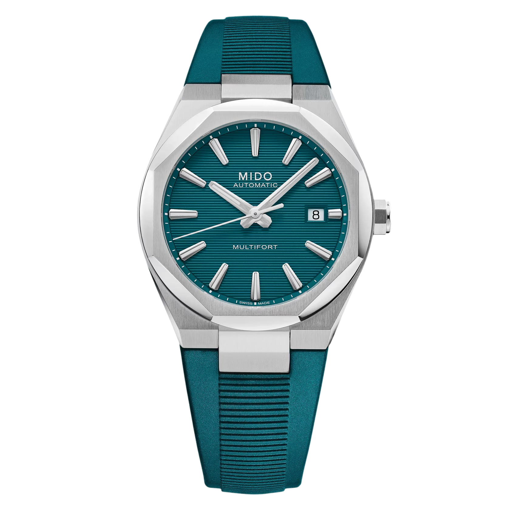 Orologio Mido Multifort 8 One Crown, automatico cinturino caucciù e quadrante verde, 40mm - M0555071709100