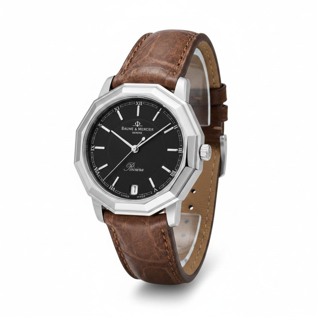 Orologio Baume et Mercier Vintage, Riviera, quadrante nero e movimento quarzo, 34mm - M0A05103