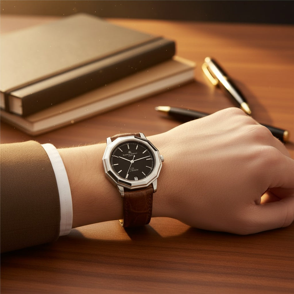 Orologio Baume et Mercier Vintage, Riviera, quadrante nero e movimento quarzo, 34mm - M0A05103