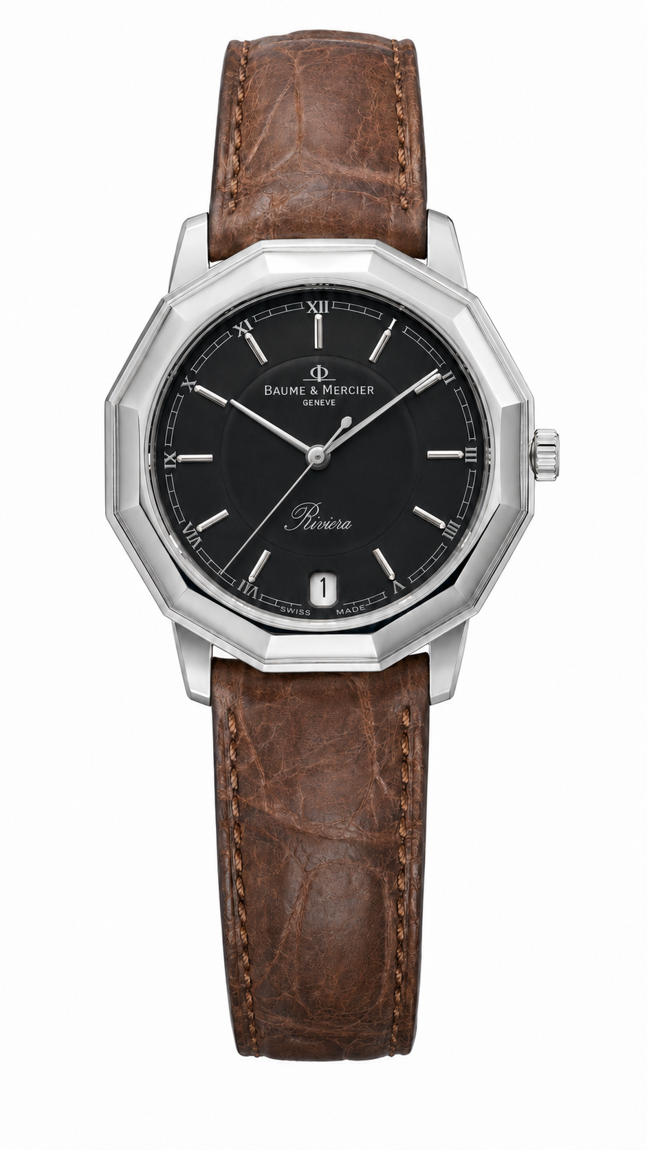 Orologio Baume et Mercier Vintage, Riviera, quadrante nero e movimento quarzo, 34mm - M0A05103