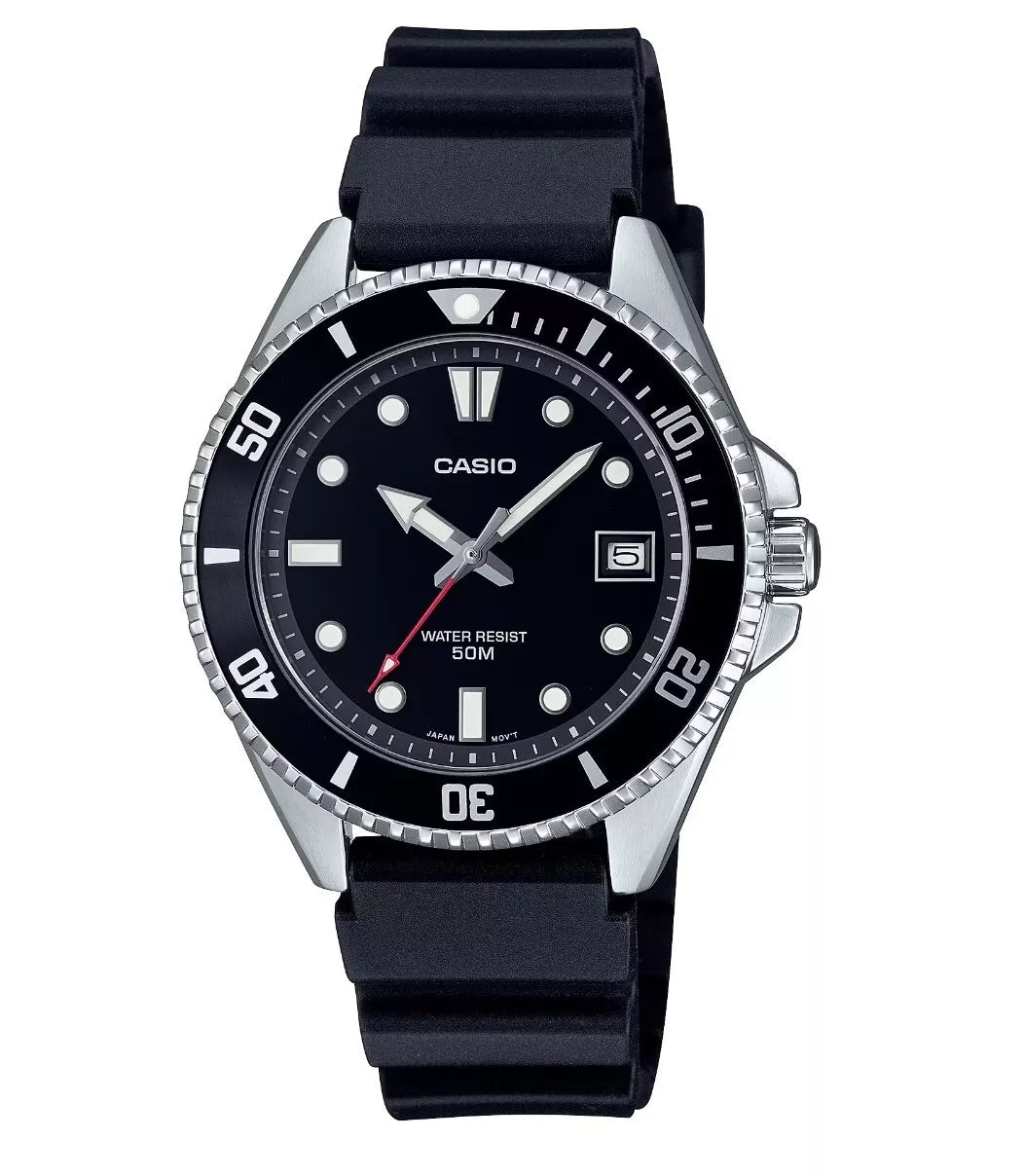 Casio Unisex, cinturino caucciù e quadrante nero, 38.5mm - MDV-10-1A1VEF