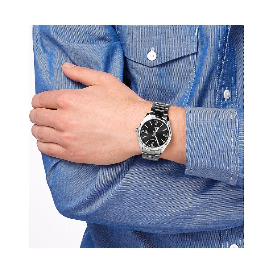 Casio Collection Uhr, schwarzes Zifferblatt und geriffelte Lünette, 38,5 mm – MTP-1302PD-1A1VEF