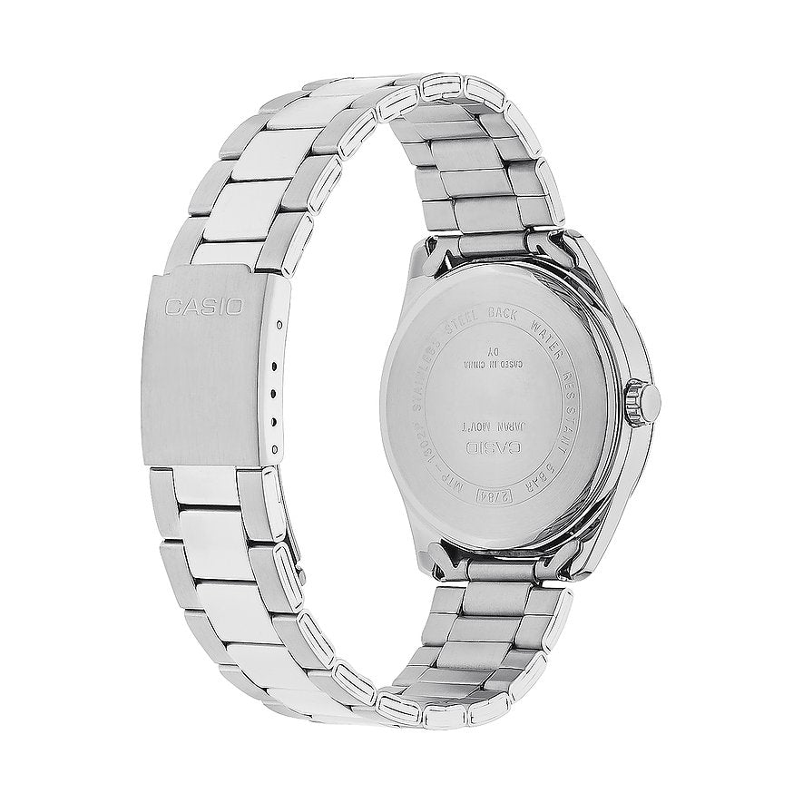 Casio Collection Uhr, schwarzes Zifferblatt und geriffelte Lünette, 38,5 mm – MTP-1302PD-1A1VEF